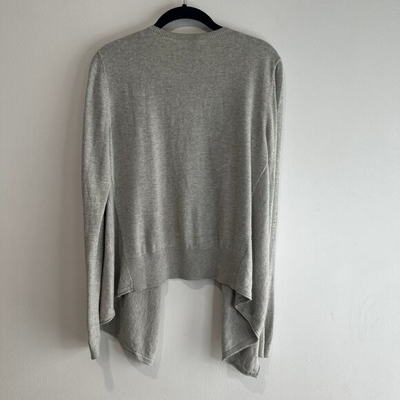 Loft Gray Draped Front Cardigan Open Front Soft Cotton Blend Size M - Picture 2 of 7